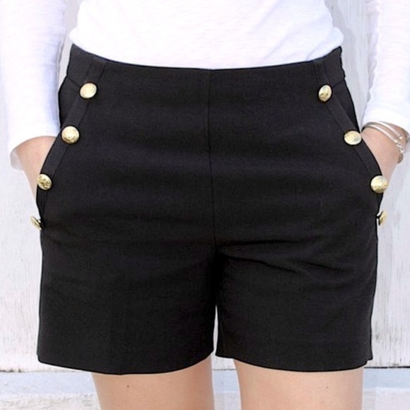 BANANA REPUBLIC High-Rise 5" Black Sailor Short Golden Buttons & Pockets 6 - Picture 3 of 8